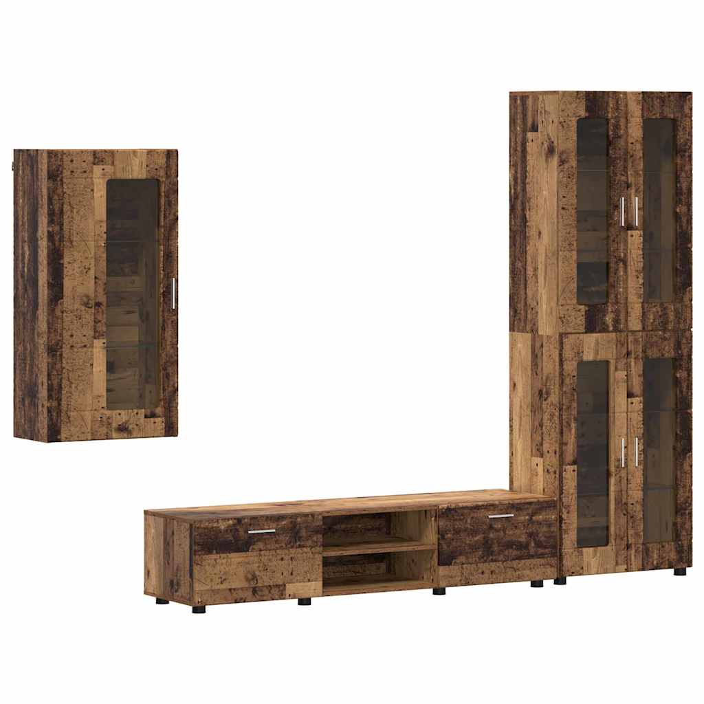 TV-Schrankset mit Schubladen FLORIN 3 pcs Altholz Holzwerkstoff