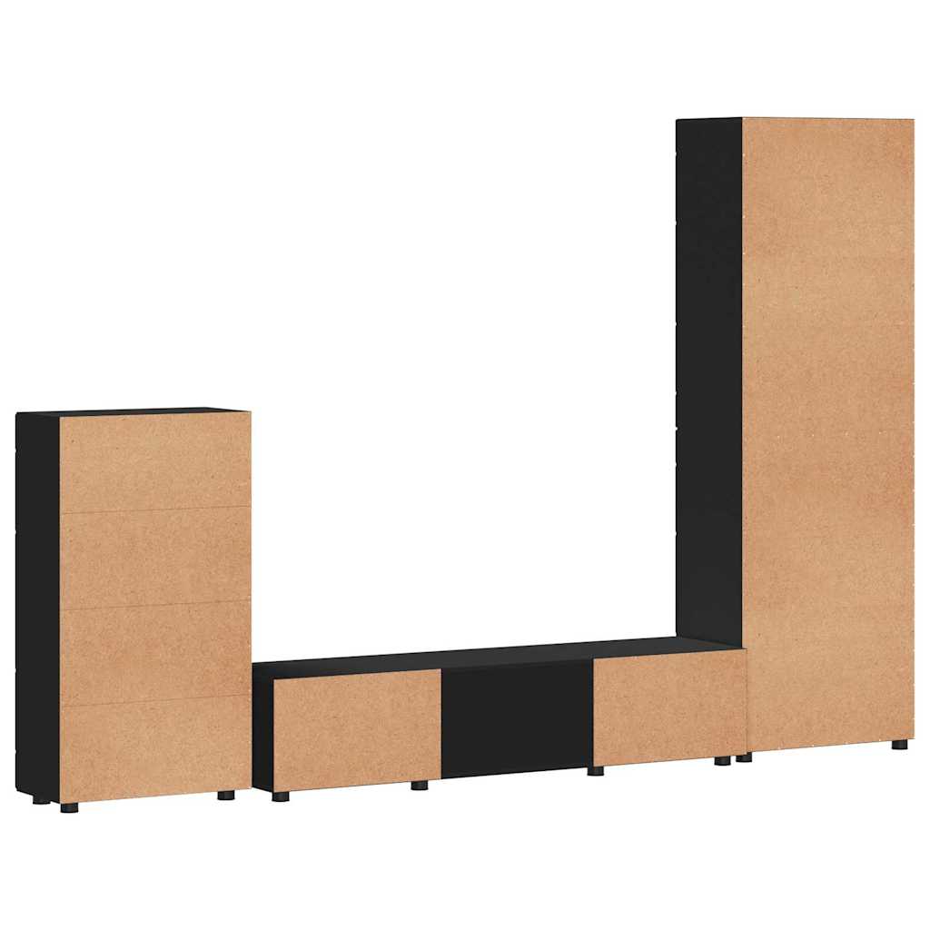 TV-Schrankset mit Schubladen FLORIN 3 pcs Schwarz Holzwerkstoff