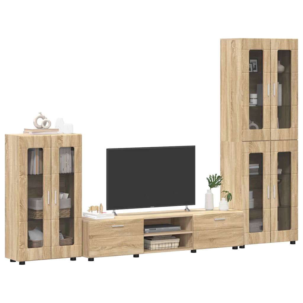 TV-Schrankset mit Regal FLORIN 3 pcs Sonoma-Eiche Holzwerkstoff
