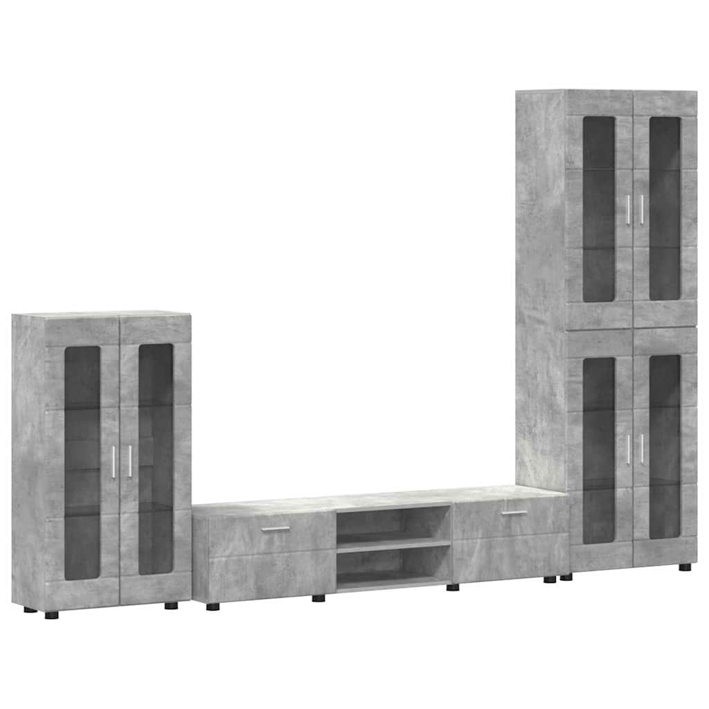 TV-Schrankset mit Regal FLORIN 3 pcs Beton Grau Holzwerkstoff