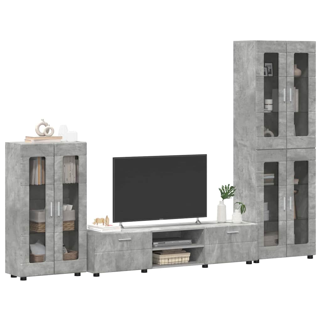 TV-Schrankset mit Regal FLORIN 3 pcs Beton Grau Holzwerkstoff