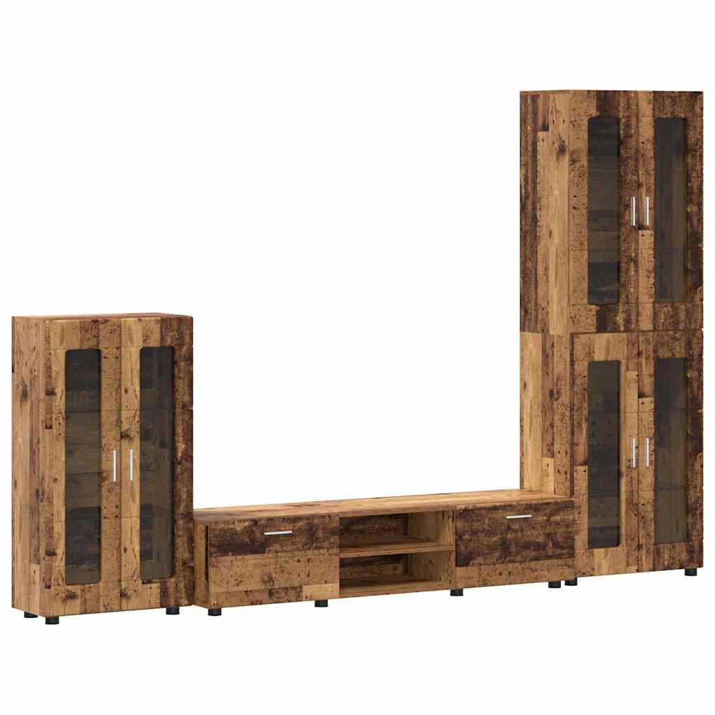 TV-Schrankset mit Schubladen FLORIN 3 pcs Altholz Holzwerkstoff
