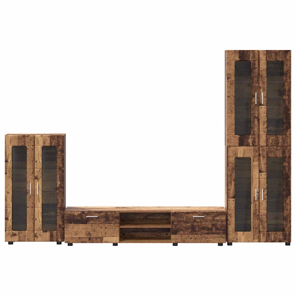 TV-Schrankset mit Schubladen FLORIN 3 pcs Altholz Holzwerkstoff