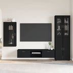 TV-Schrankset mit Schubladen FLORIN 3 pcs Schwarz Holzwerkstoff