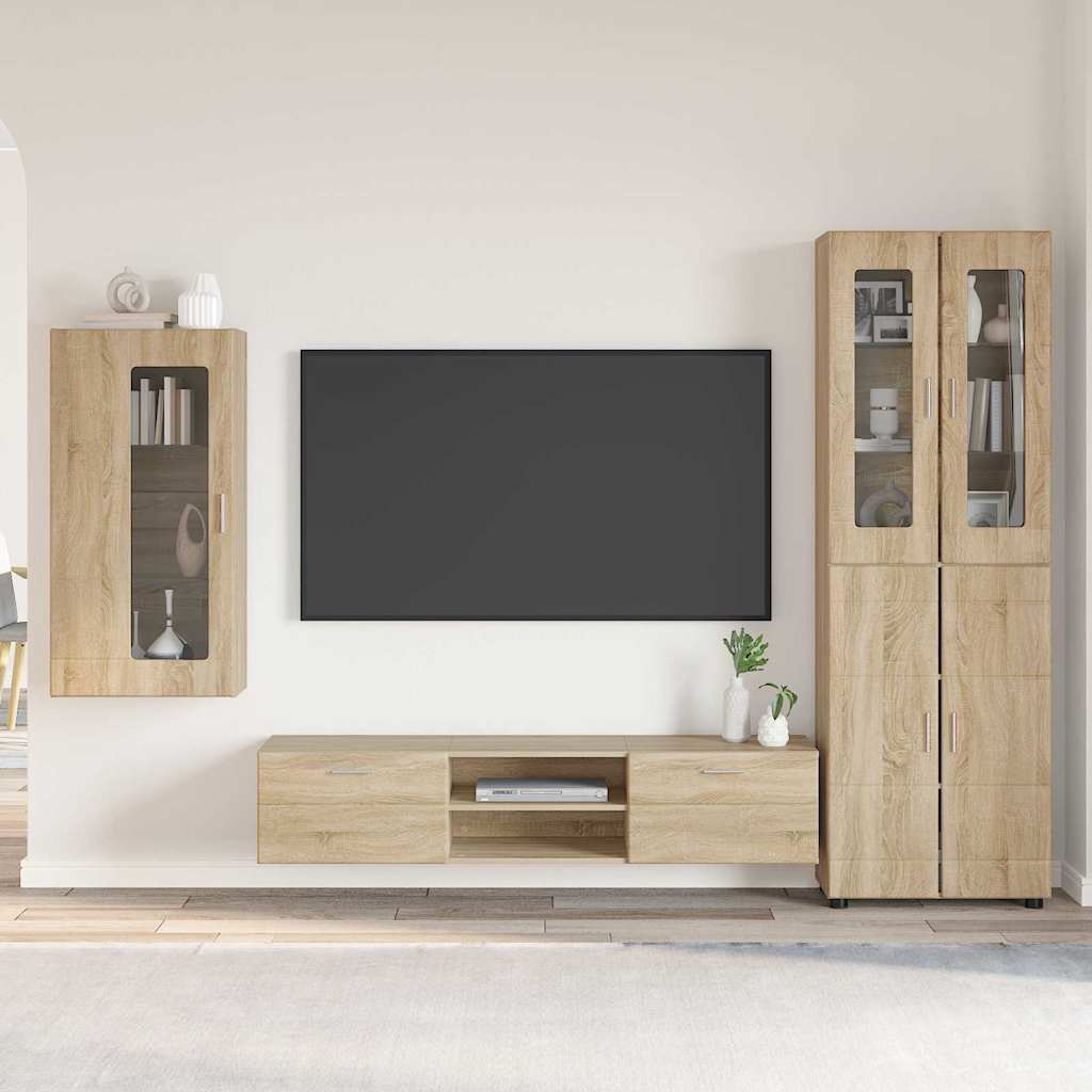 TV-Schrankset mit Regal FLORIN 3 pcs Sonoma-Eiche Holzwerkstoff