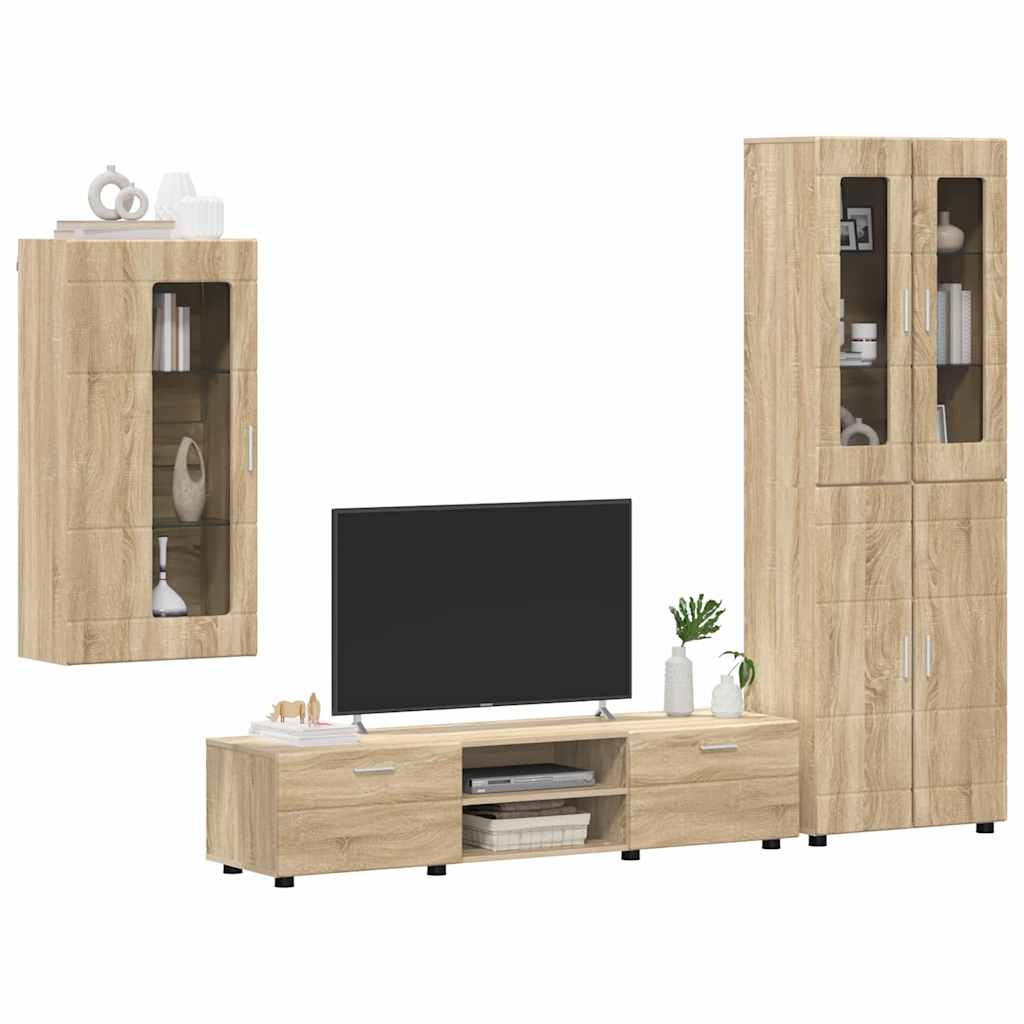 TV-Schrankset mit Regal FLORIN 3 pcs Sonoma-Eiche Holzwerkstoff