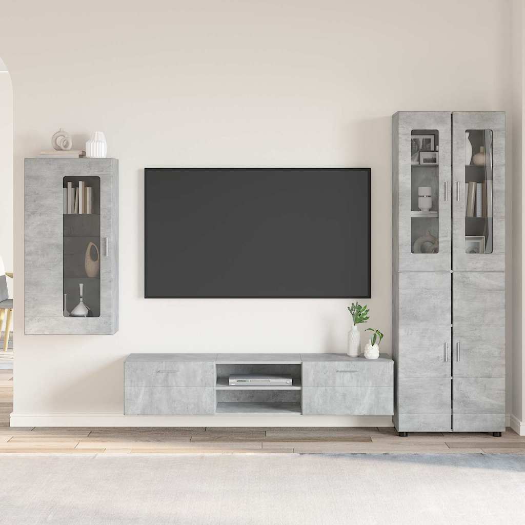 TV-Schrankset mit Regal FLORIN 3 pcs Beton Grau Holzwerkstoff