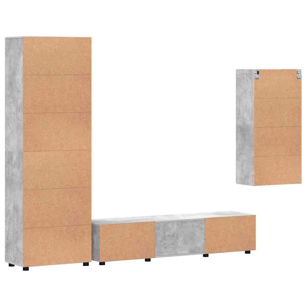 TV-Schrankset mit Regal FLORIN 3 pcs Beton Grau Holzwerkstoff