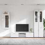 TV-Schrankset mit Tür FLORIN 3 pcs Hochglanz Weiß Holzwerkstoff
