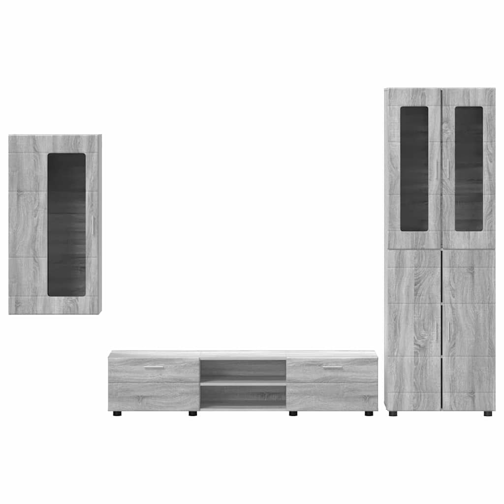 TV-Schrankset mit Tür FLORIN 3 pcs Graues Sonoma Holzwerkstoff