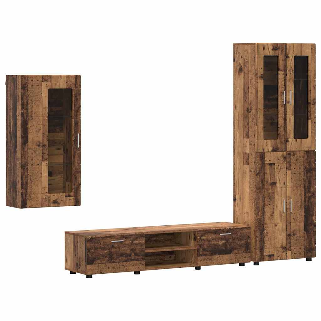TV-Schrankset mit Schubladen FLORIN 3 pcs Altholz Holzwerkstoff