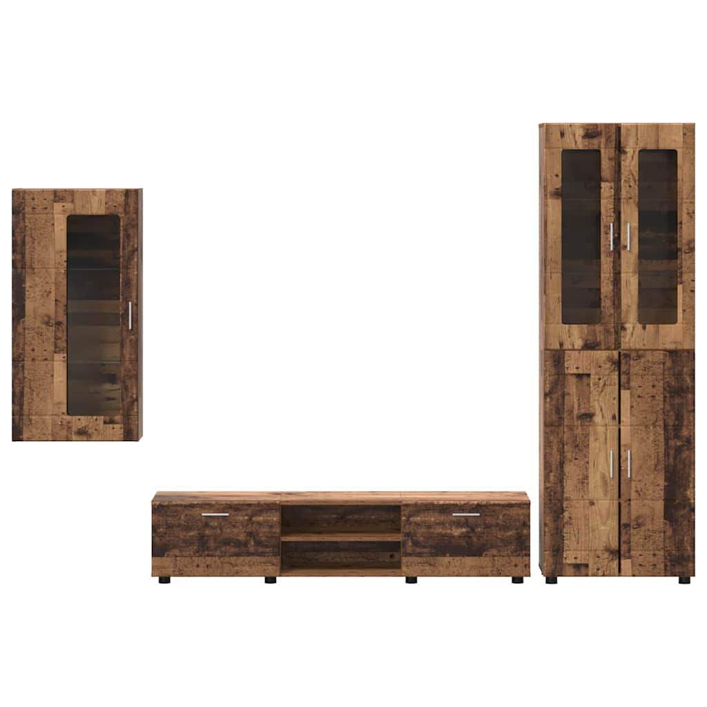 TV-Schrankset mit Schubladen FLORIN 3 pcs Altholz Holzwerkstoff