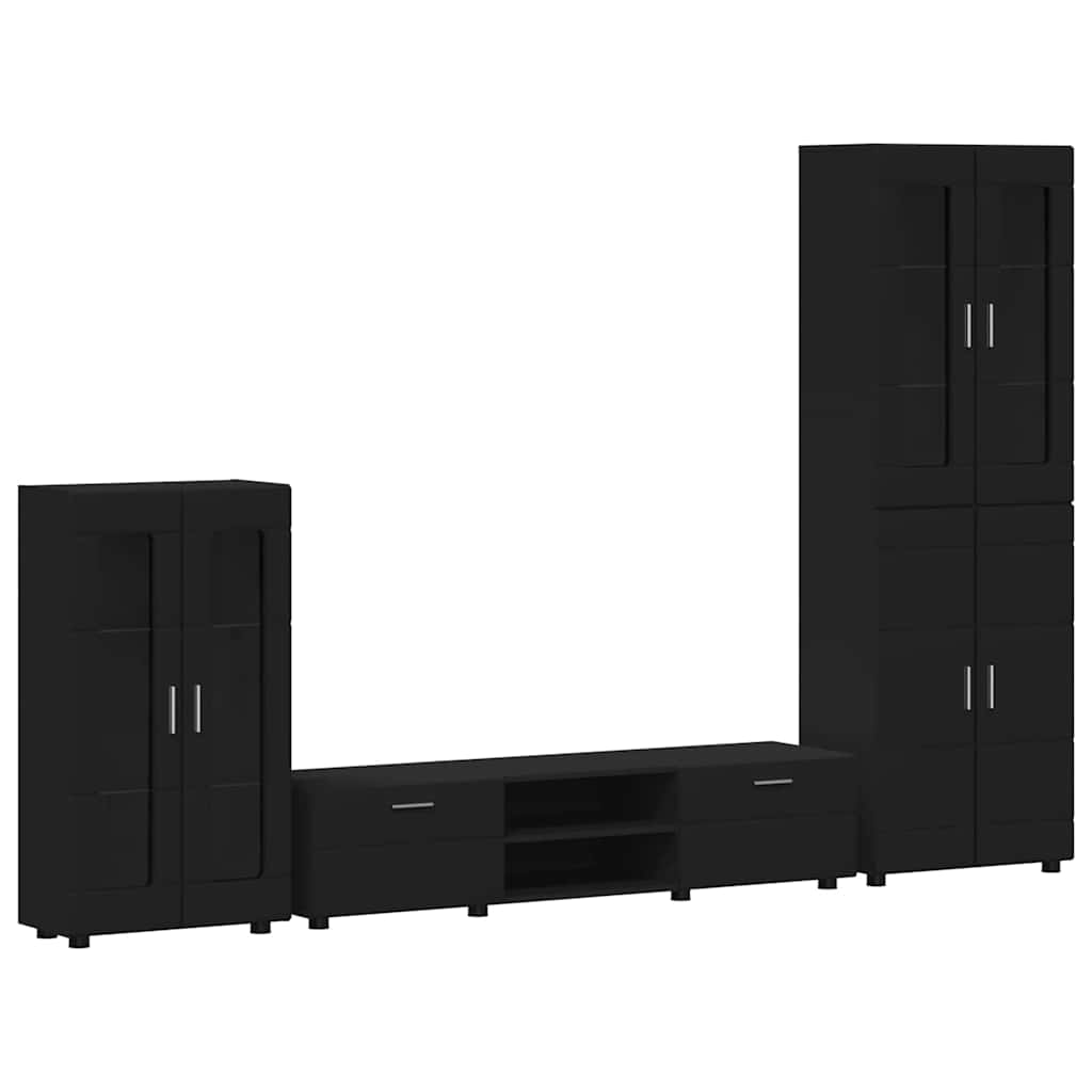 TV-Schrankset mit Schubladen FLORIN 3 pcs Schwarz Holzwerkstoff
