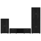 TV-Schrankset mit Schubladen FLORIN 3 pcs Schwarz Holzwerkstoff