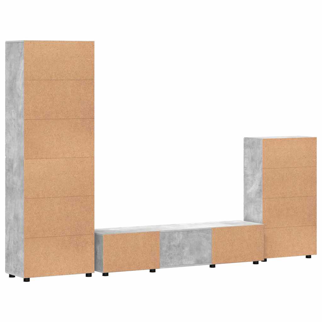 TV-Schrankset mit Regal FLORIN 3 pcs Beton Grau Holzwerkstoff
