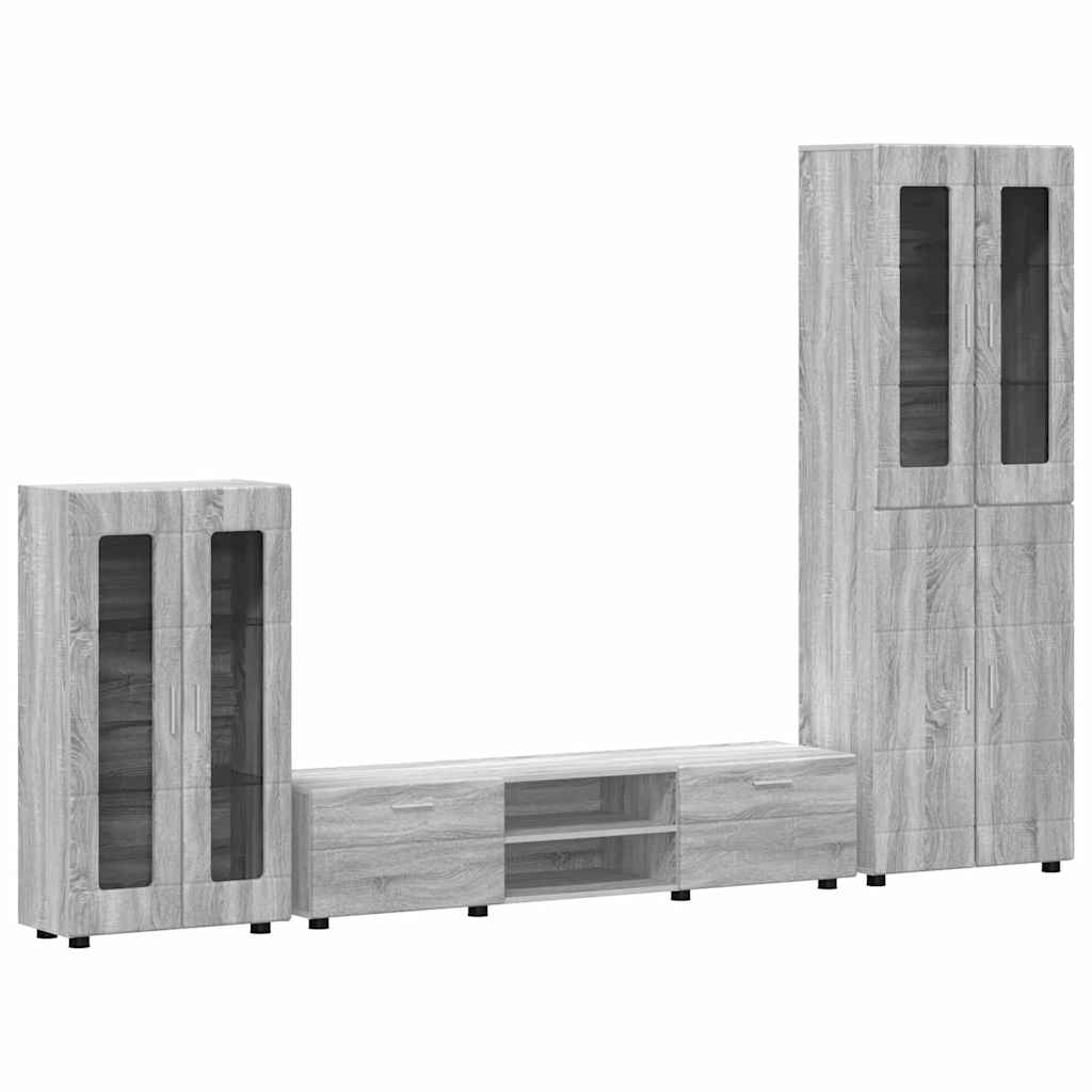 TV-Schrankset mit Tür FLORIN 3 pcs Graues Sonoma Holzwerkstoff