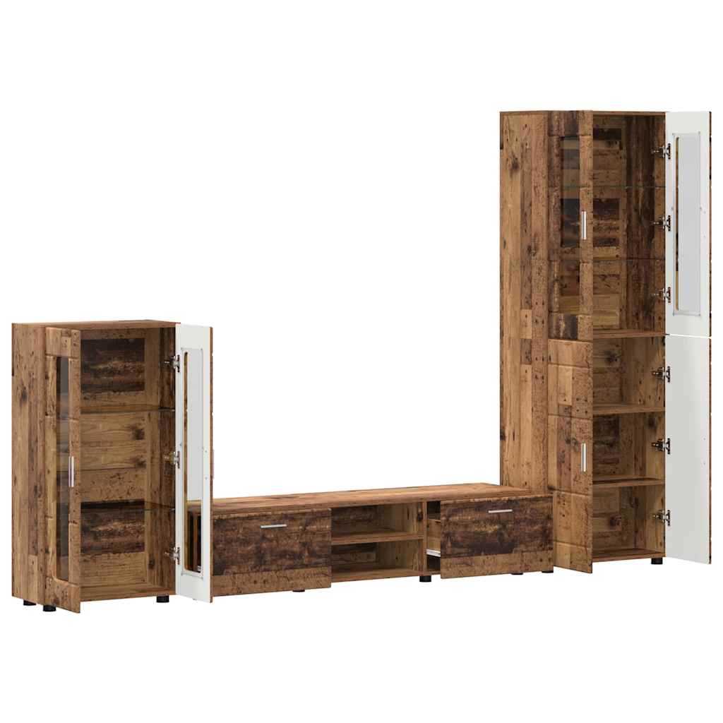 TV-Schrankset mit Schubladen FLORIN 3 pcs Altholz Holzwerkstoff