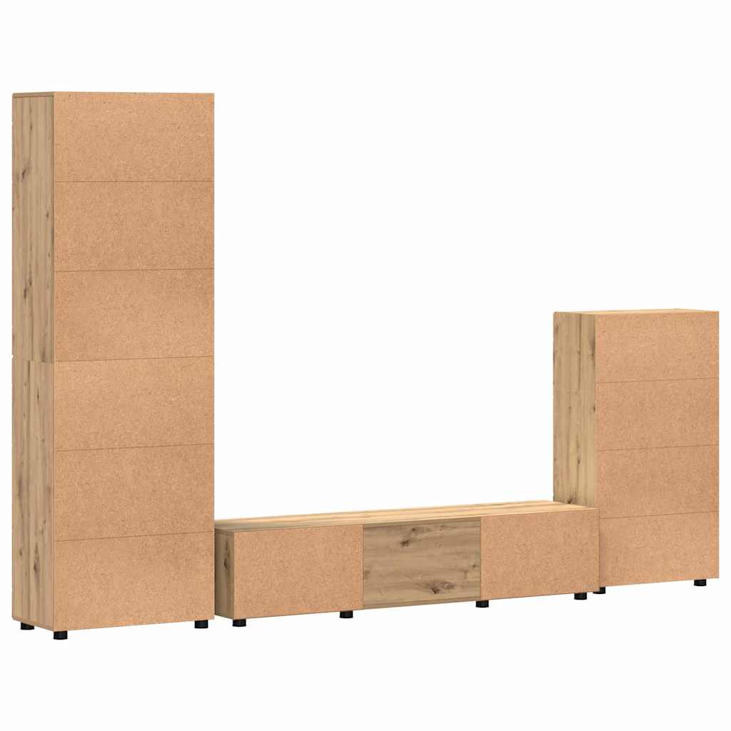 TV-Schrankset mit Tür FLORIN 3 pcs Artisan-Eiche Holzwerkstoff