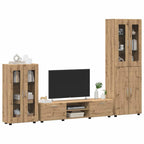 TV-Schrankset mit Tür FLORIN 3 pcs Artisan-Eiche Holzwerkstoff