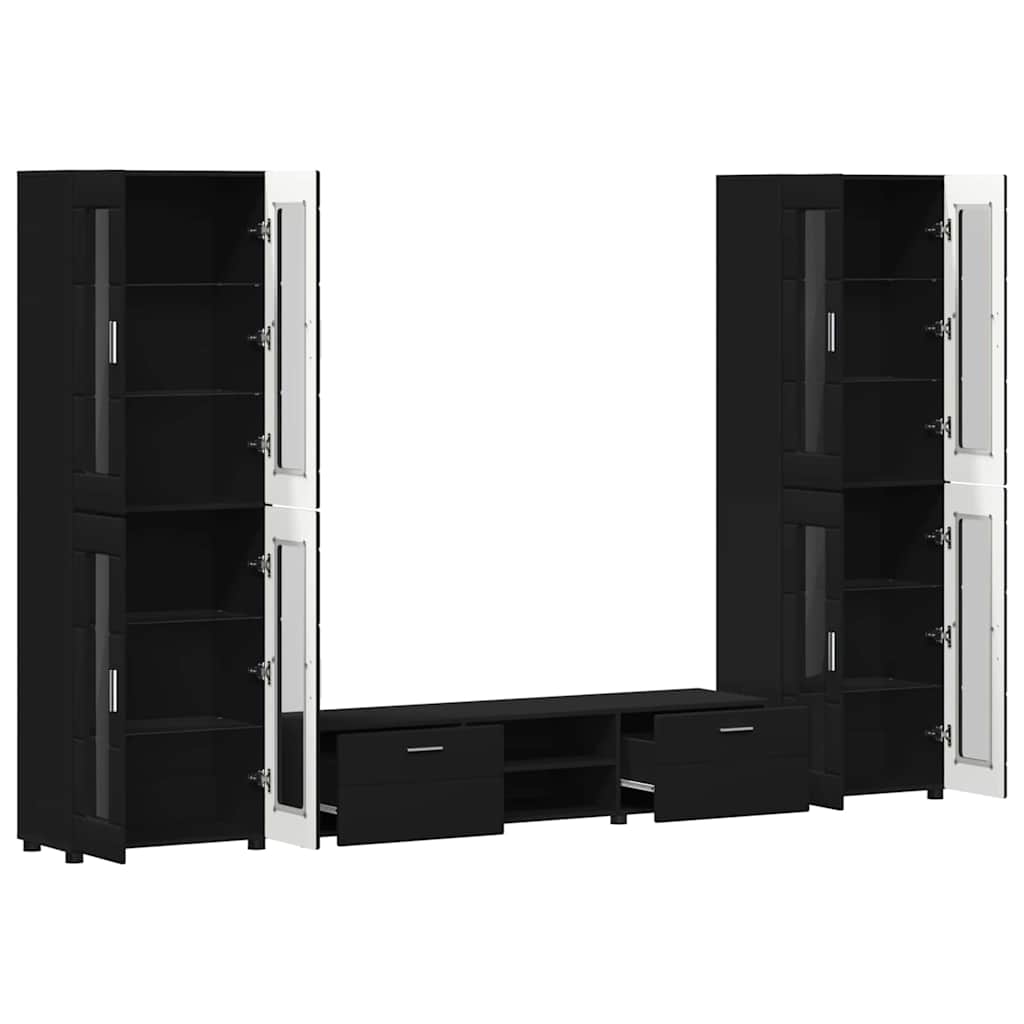 TV-Schrankset mit Schubladen FLORIN 3 pcs Schwarz Holzwerkstoff