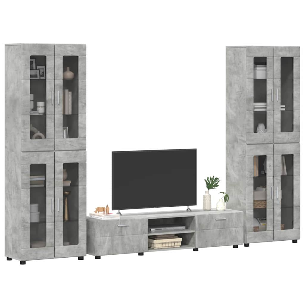 TV-Schrankset mit Regal FLORIN 3 pcs Beton Grau Holzwerkstoff