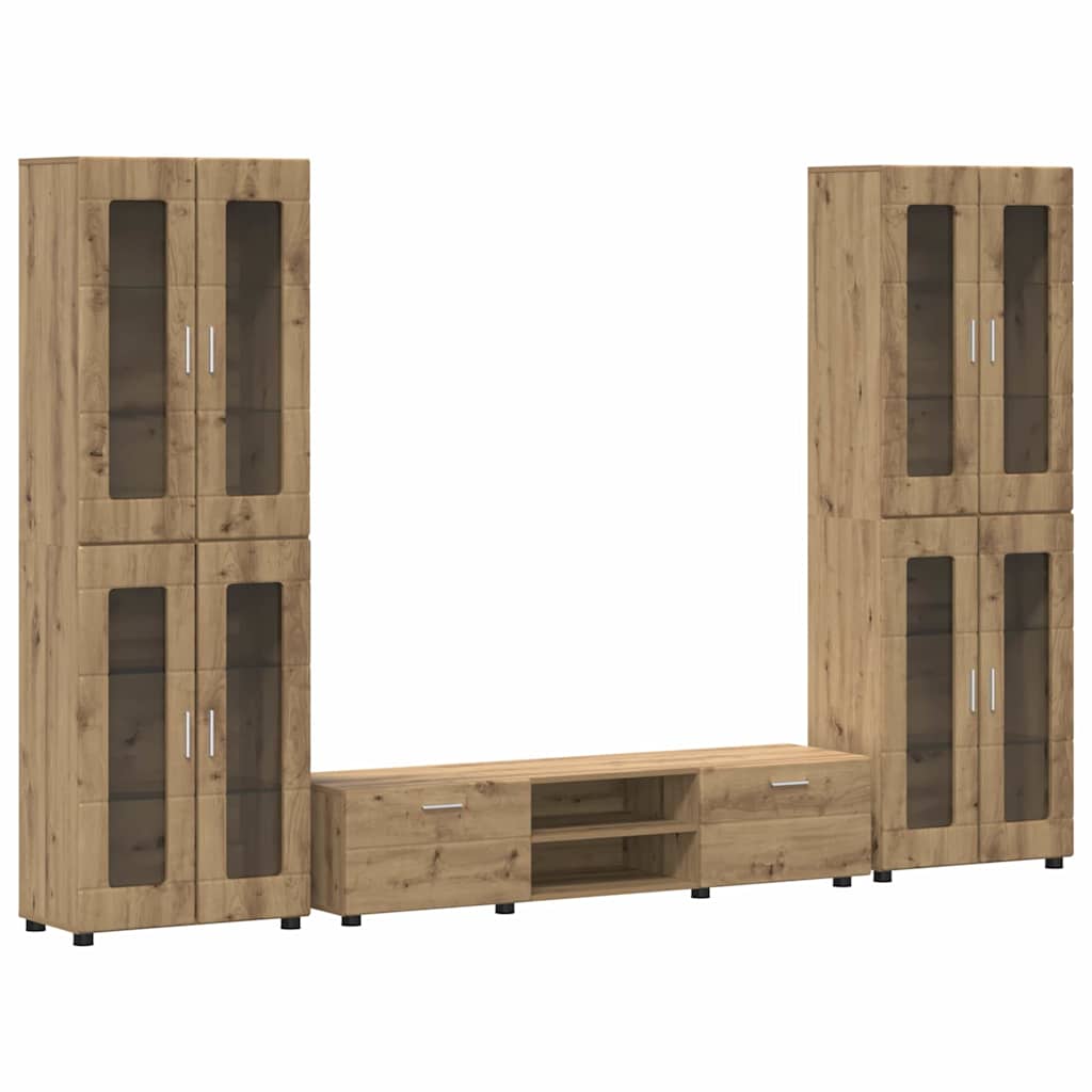 TV-Schrankset mit Tür FLORIN 3 pcs Artisan-Eiche Holzwerkstoff