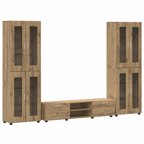 TV-Schrankset mit Tür FLORIN 3 pcs Artisan-Eiche Holzwerkstoff