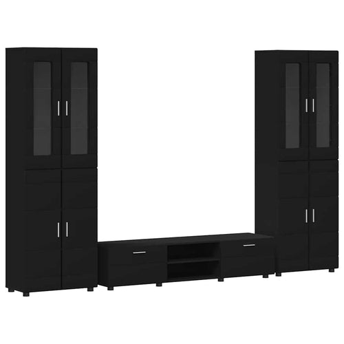 TV-Schrankset mit Schubladen FLORIN 3 pcs Schwarz Holzwerkstoff
