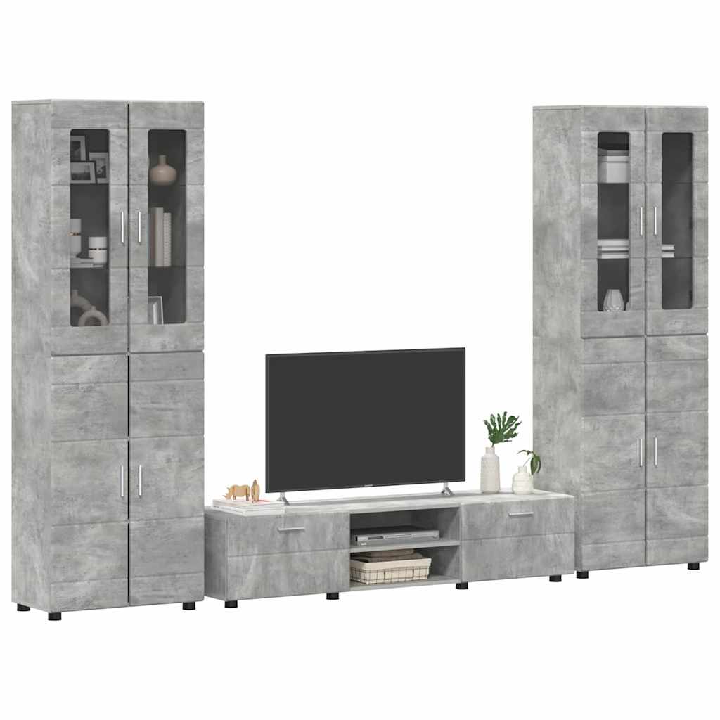 TV-Schrankset mit Regal FLORIN 3 pcs Beton Grau Holzwerkstoff
