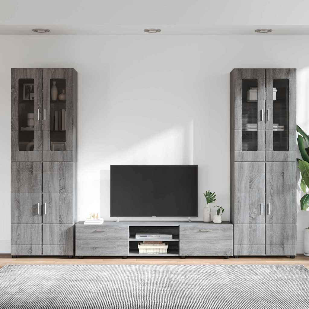 TV-Schrankset mit Tür FLORIN 3 pcs Graues Sonoma Holzwerkstoff