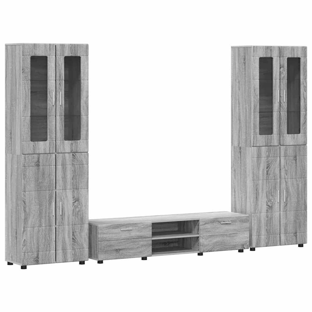 TV-Schrankset mit Tür FLORIN 3 pcs Graues Sonoma Holzwerkstoff