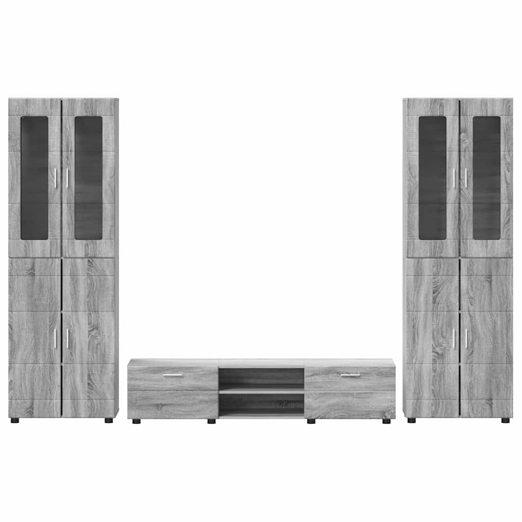 TV-Schrankset mit Tür FLORIN 3 pcs Graues Sonoma Holzwerkstoff