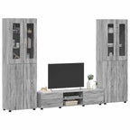 TV-Schrankset mit Tür FLORIN 3 pcs Graues Sonoma Holzwerkstoff