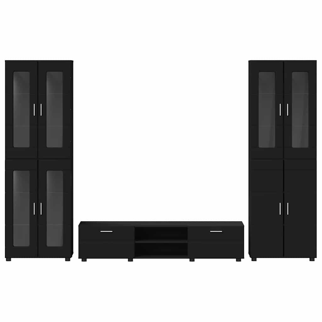 TV-Schrankset mit Schubladen FLORIN 3 pcs Schwarz Holzwerkstoff