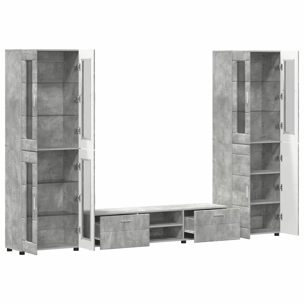 TV-Schrankset mit Regal FLORIN 3 pcs Beton Grau Holzwerkstoff