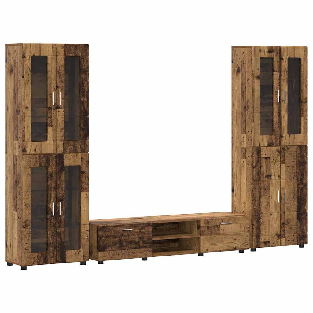 TV-Schrankset mit Schubladen FLORIN 3 pcs Altholz Holzwerkstoff