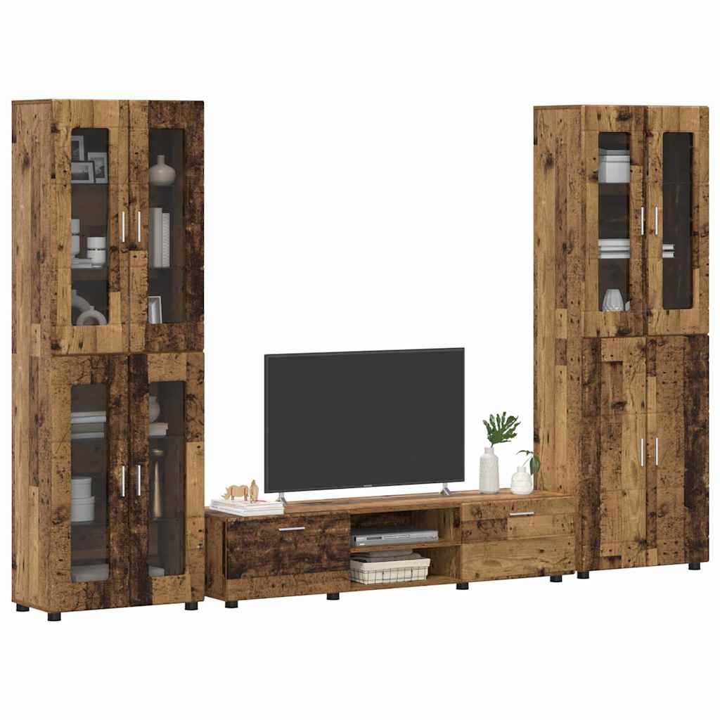 TV-Schrankset mit Schubladen FLORIN 3 pcs Altholz Holzwerkstoff