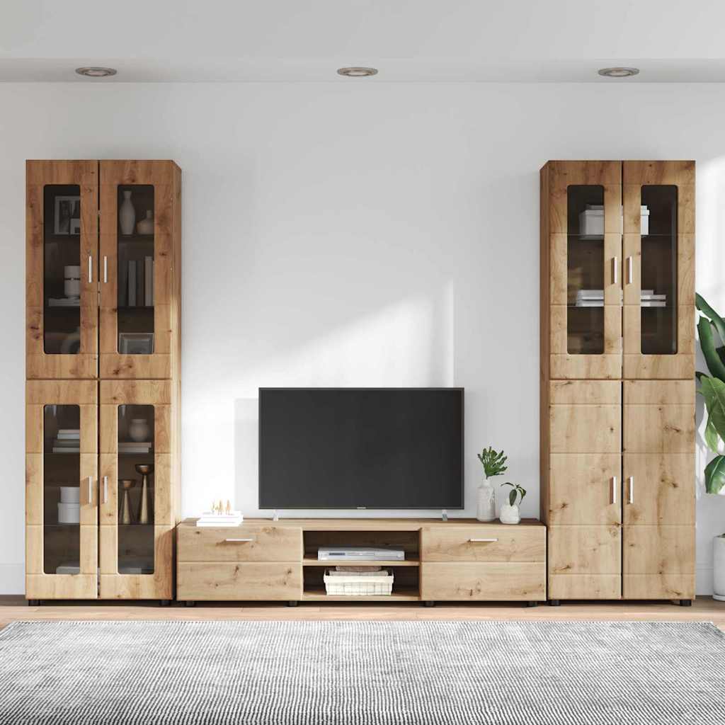 TV-Schrankset mit Tür FLORIN 3 pcs Artisan-Eiche Holzwerkstoff
