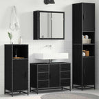 Badezimmermöbel-Set 4 pcs Schwarz Eichen-Optik Holzwerkstoff