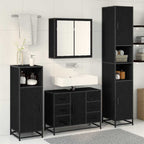 Badezimmermöbel-Set 4 pcs Schwarz Eichen-Optik Holzwerkstoff