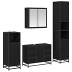 Badezimmermöbel-Set 4 pcs Schwarz Eichen-Optik Holzwerkstoff