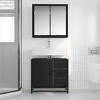 Badezimmermöbel Set 2 pcs Schwarz Eichen-Optik Holzwerkstoff