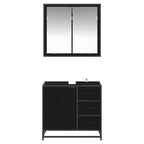 Badezimmermöbel Set 2 pcs Schwarz Eichen-Optik Holzwerkstoff