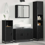 Badezimmermöbel-Set 4 pcs Schwarz Eichen-Optik Holzwerkstoff