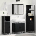Badezimmermöbel-Set 3 pcs Schwarz Eichen-Optik Holzwerkstoff