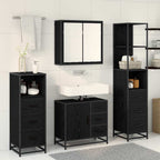 Badezimmermöbel-Set 4 pcs Schwarz Eichen-Optik Holzwerkstoff