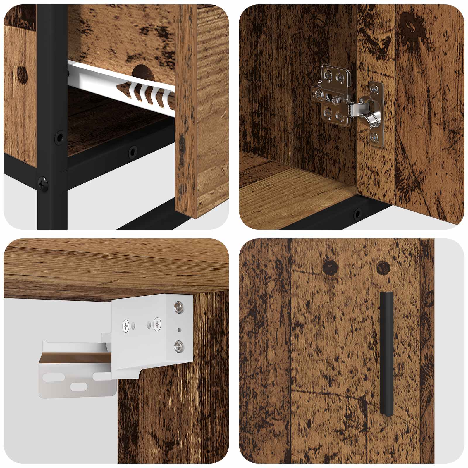 Badezimmermöbel-Set mit Schubladen 3 pcs Altholz Holzwerkstoff
