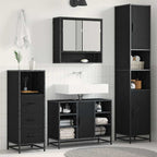 Badezimmermöbel-Set 3 pcs Schwarz Eichen-Optik Holzwerkstoff