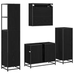 Badezimmermöbel-Set 4 pcs Schwarz Eichen-Optik Holzwerkstoff