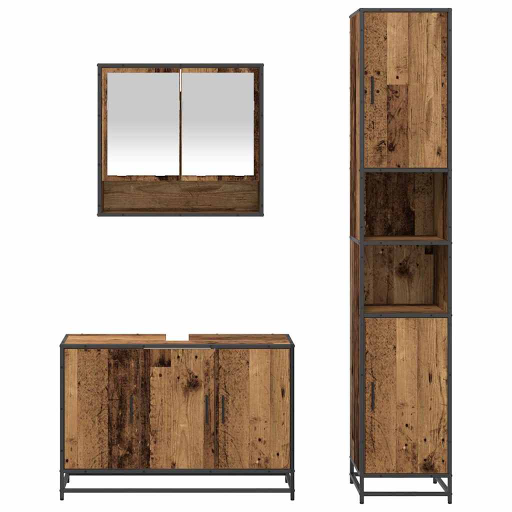 Badezimmermöbel-Set mit Regal 3 pcs Altholz Holzwerkstoff